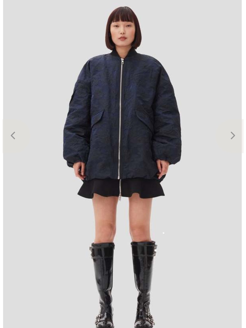 GANNI Botanical Jacquard Bomber Jacket Peacoat